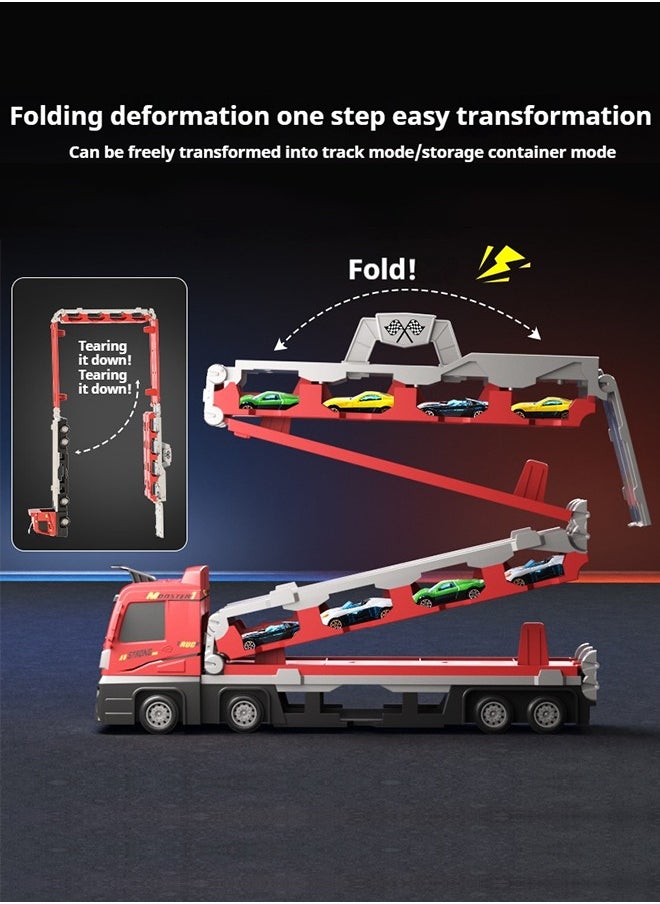 Folding Ejection Race Truck with16PCS Alloy Cars,Kids Car Transport Container Trucks,207 CM,Gifts For Boys 3+ Years  - Image 3