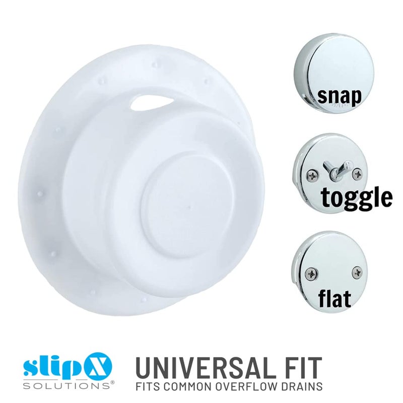 SlipX Solutions Bottomless Bath | Overflow Drain Cover for Tub | Great Gifts for Mom, Spa & Bath Accessories | Drain Block, Water Stopper Plug | Bath Essentials for Women | 4" Diameter, White - Image 5