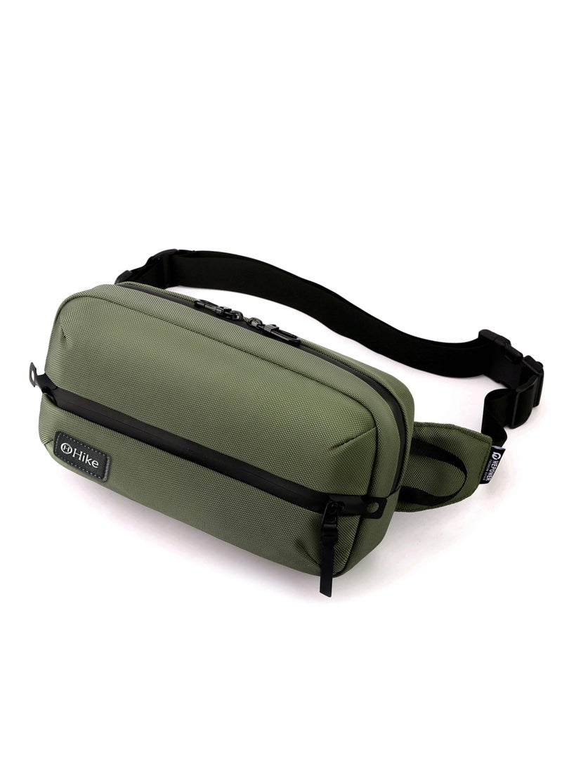 Hike 11-inch Waist Bag Anti-Theft Water Resistant Shock Proof Business Leisure Crossbody Chest Bag for Men and Women, HK2121-Green - Image 3