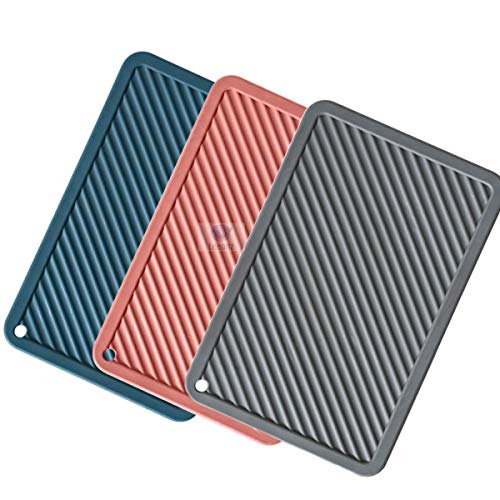 Leeonz Silicone Large Square Waterproof Table Mats Trivets for Hot Pots Holder for Kitchen , Random Colour - Set of 3 Pcs - Image 1