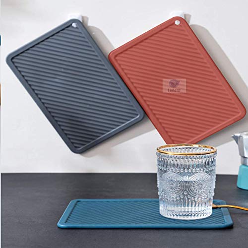 Leeonz Silicone Large Square Waterproof Table Mats Trivets for Hot Pots Holder for Kitchen , Random Colour - Set of 3 Pcs - Image 4