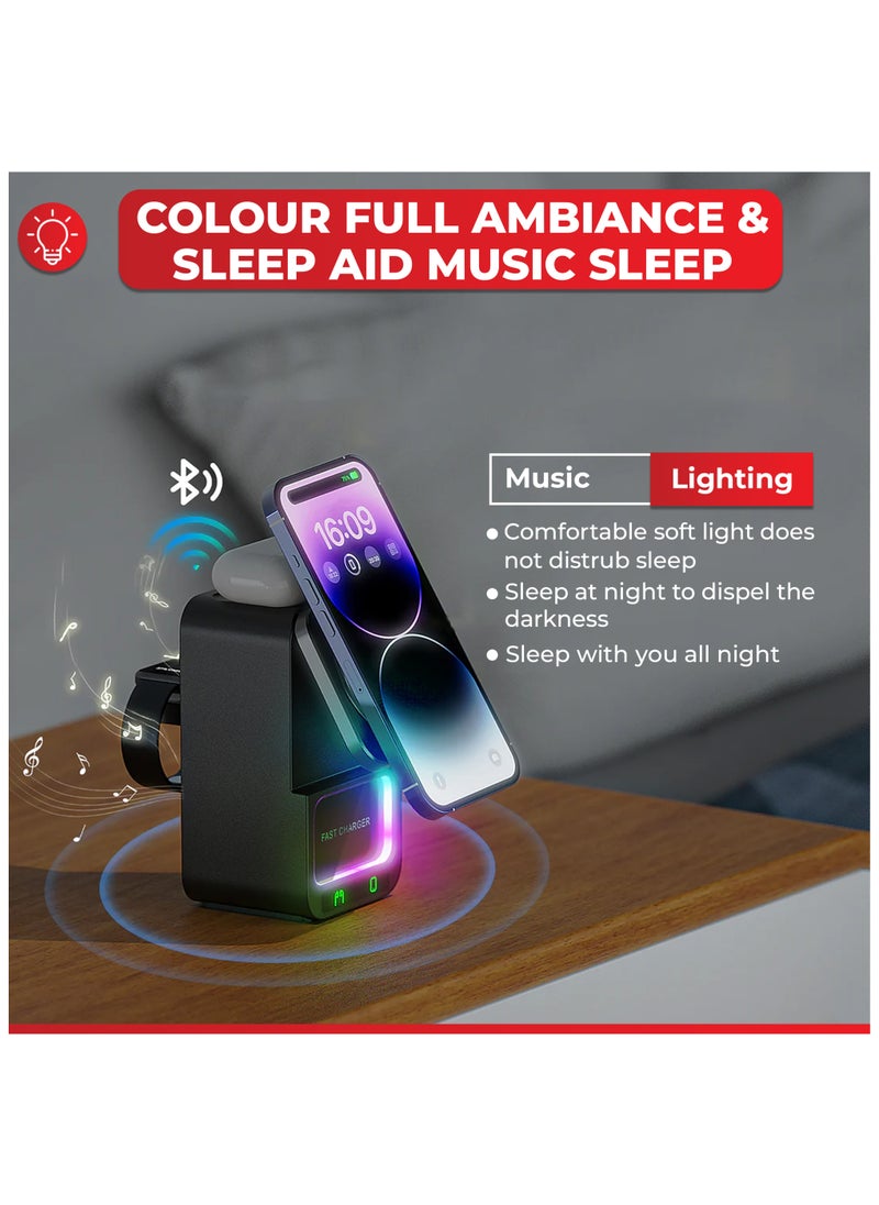 Choosey - Choosey 4 in 1 Wireless Charger with Bluetooth Speaker Charging Station, Phone Charger Stand, Wireless Charging Station for iPhone, Samsung, Pixel & More, Apple Watches & AirPods - Image 1