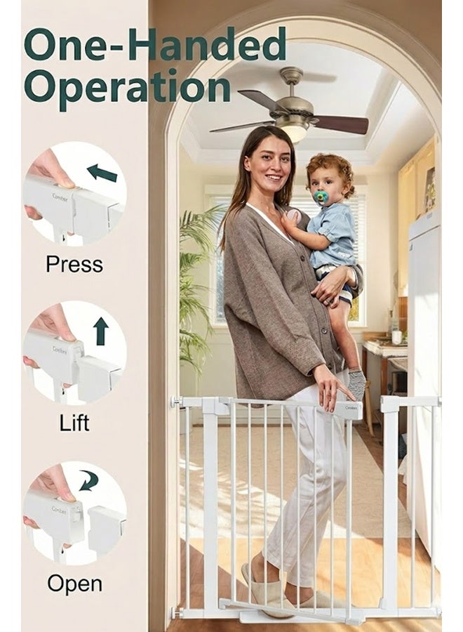 hibobi Auto Close Safety Baby Gate, Maximum Width is 124cm Including 7+14+21cm Extension Rack, Dog Gate for Stairs， Extra Wide Child Gate（75-124cm） - Image 3
