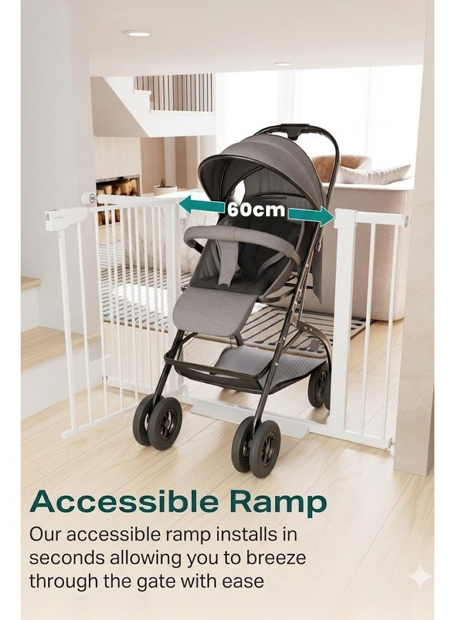 hibobi Auto Close Safety Baby Gate, Maximum Width is 124cm Including 7+14+21cm Extension Rack, Dog Gate for Stairs， Extra Wide Child Gate（75-124cm） - Image 5
