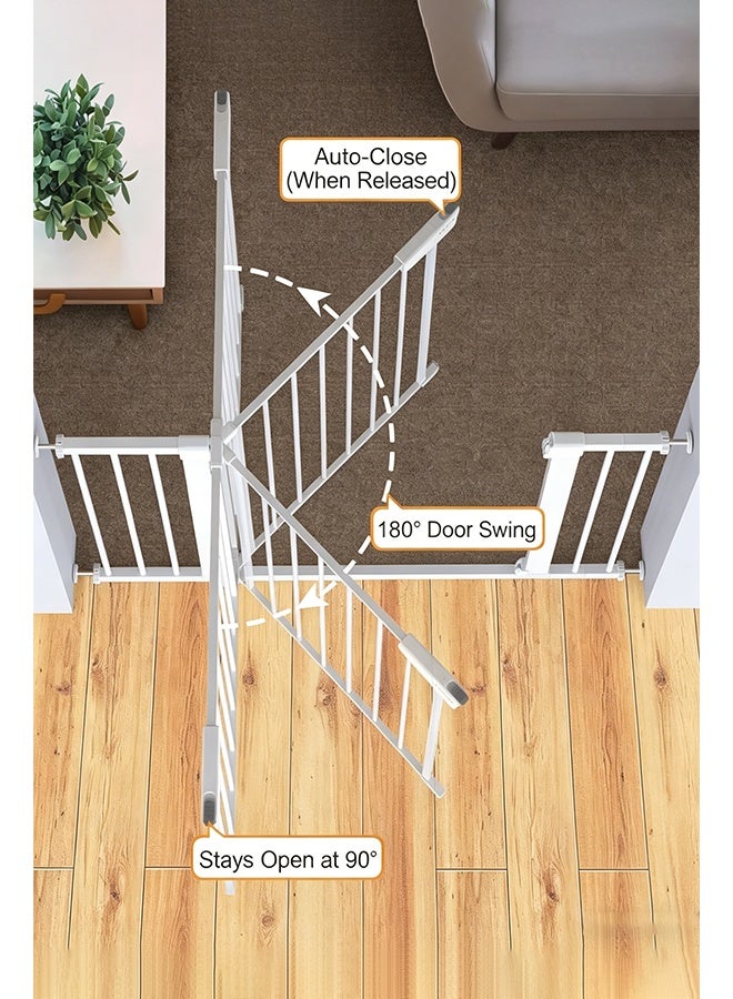 hibobi Auto Close Safety Baby Gate, Maximum Width is 124cm Including 7+14+21cm Extension Rack, Dog Gate for Stairs， Extra Wide Child Gate（75-124cm） - Image 4