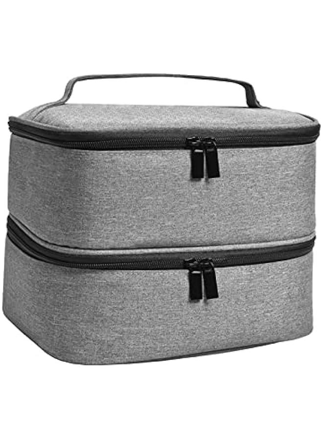 Generic Oxford Cloth Nail Polish Storage Bag Handbag, Detachable 30 Grid Lined with Sturdy Zippers Nail Dryer Case Travel Storage Box Cosmetic Bag, Gray  - Image 1