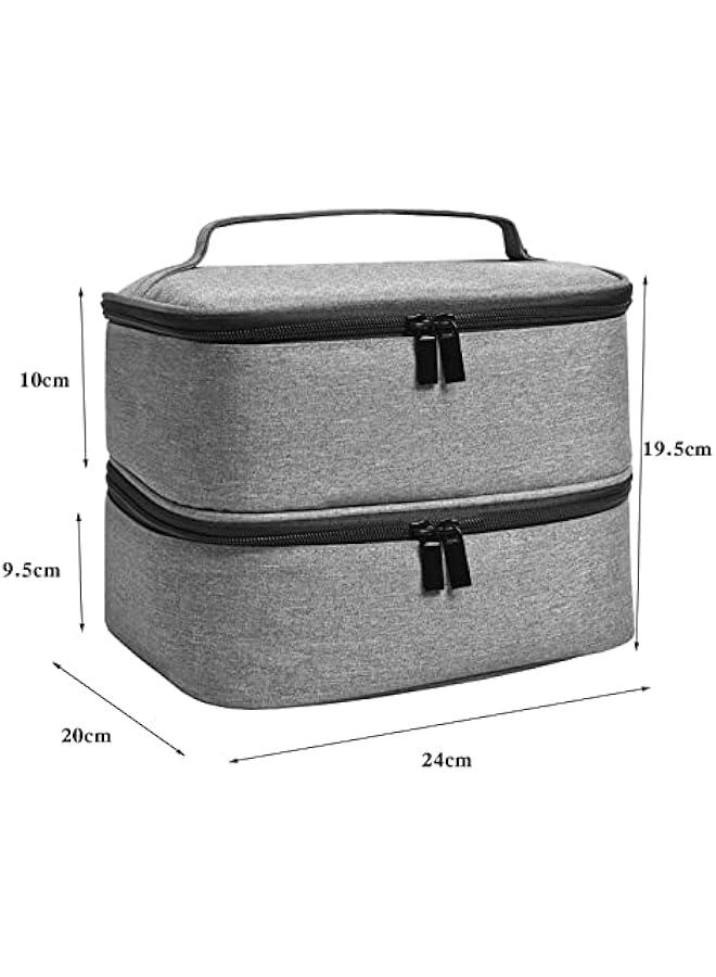 Generic Oxford Cloth Nail Polish Storage Bag Handbag, Detachable 30 Grid Lined with Sturdy Zippers Nail Dryer Case Travel Storage Box Cosmetic Bag, Gray  - Image 2