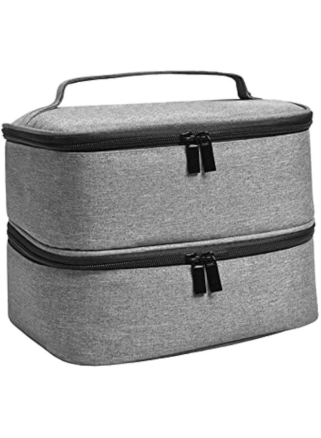 Generic Oxford Cloth Nail Polish Storage Bag Handbag, Detachable 30 Grid Lined with Sturdy Zippers Nail Dryer Case Travel Storage Box Cosmetic Bag, Gray  - Image 3