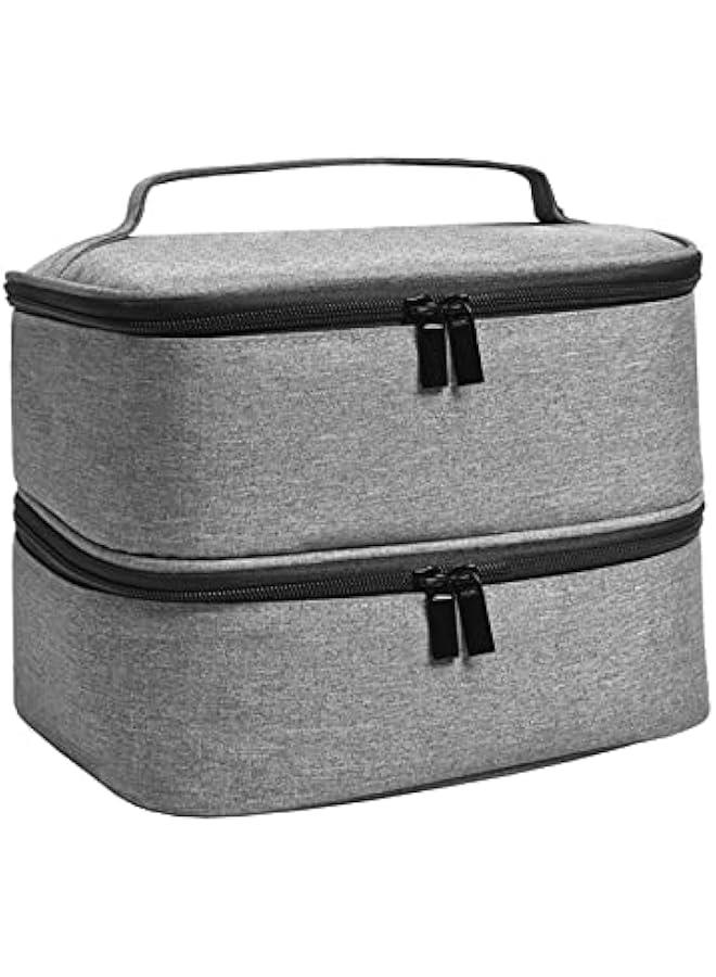 Generic Oxford Cloth Nail Polish Storage Bag Handbag, Detachable 30 Grid Lined with Sturdy Zippers Nail Dryer Case Travel Storage Box Cosmetic Bag, Gray  - Image 4