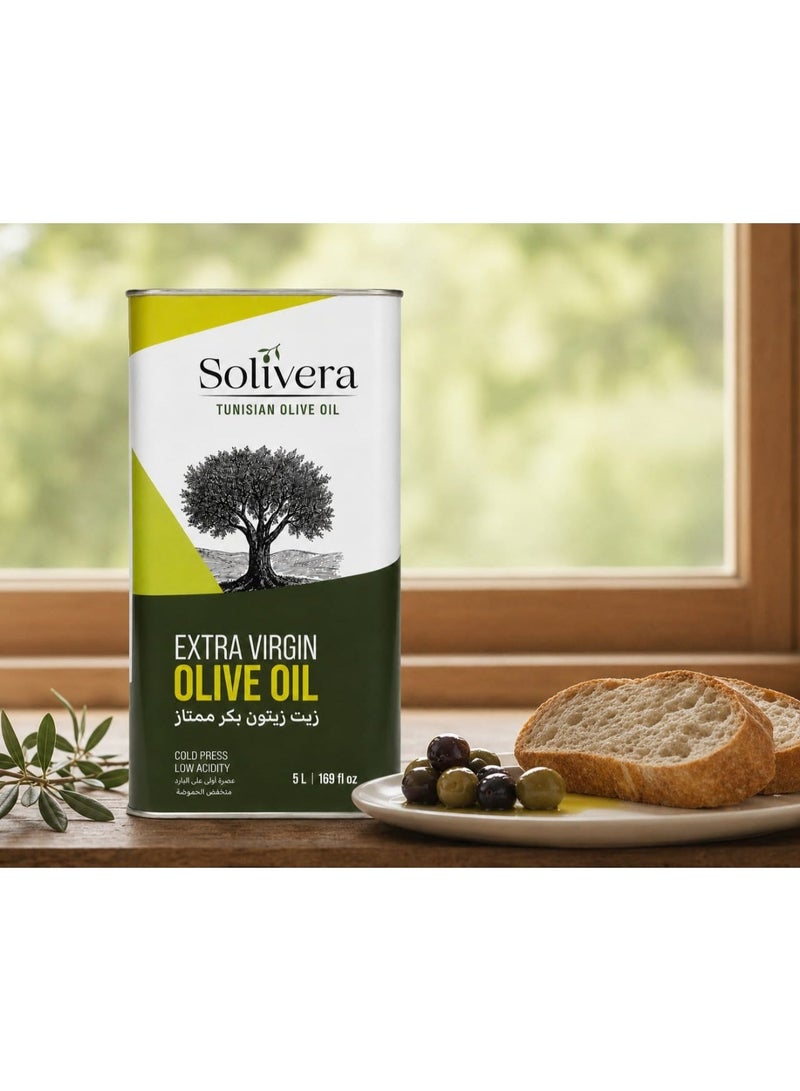 SOLIVERA Premium Tunisian Extra Virgin Olive Oil – First Cold Pressed – Low Acidity – 5L Metal Tin - Image 5