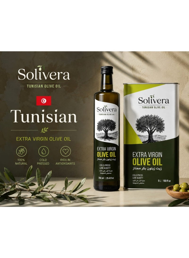 SOLIVERA Premium Tunisian Extra Virgin Olive Oil – First Cold Pressed – Low Acidity – 5L Metal Tin - Image 4