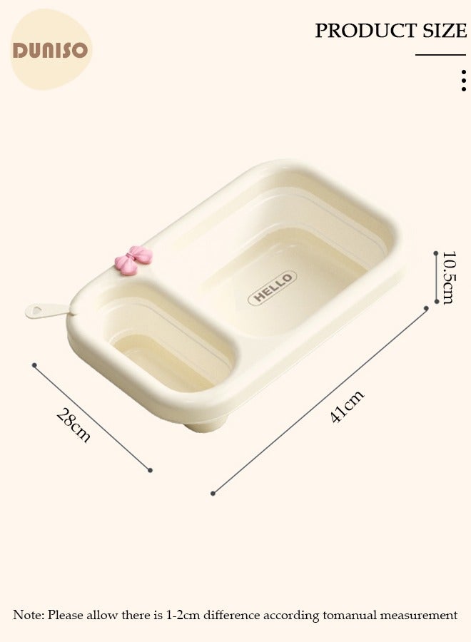 DUNISO 2 PCS Collapsible Wash Basin, Multiuse Dish Pans, Foldable Portable Dish Tub,Space Saving Plastic Washtub, Durable and no deformation Laundry Tub, Hanging Baby Kids Wash Basin for Travel, Home, Kitchen, Camping, Laundry, Outdoor Travelling - Image 4