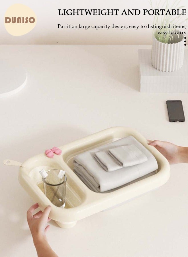 DUNISO 2 PCS Collapsible Wash Basin, Multiuse Dish Pans, Foldable Portable Dish Tub,Space Saving Plastic Washtub, Durable and no deformation Laundry Tub, Hanging Baby Kids Wash Basin for Travel, Home, Kitchen, Camping, Laundry, Outdoor Travelling - Image 5