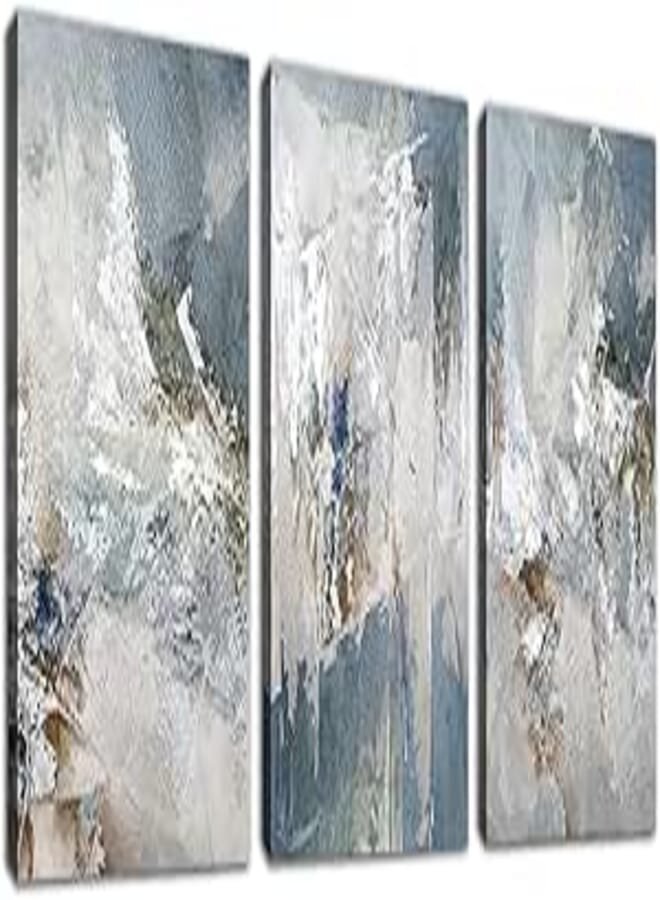 Blue Gray Abstract Wall Art - Modern Abstract Canvas Pictures for Wall Decor Comtemporary Abstract Painting Artwork for Living Room Bedroom Kitchen Office Home Wall Decorations 12" x 16" Set of 3 