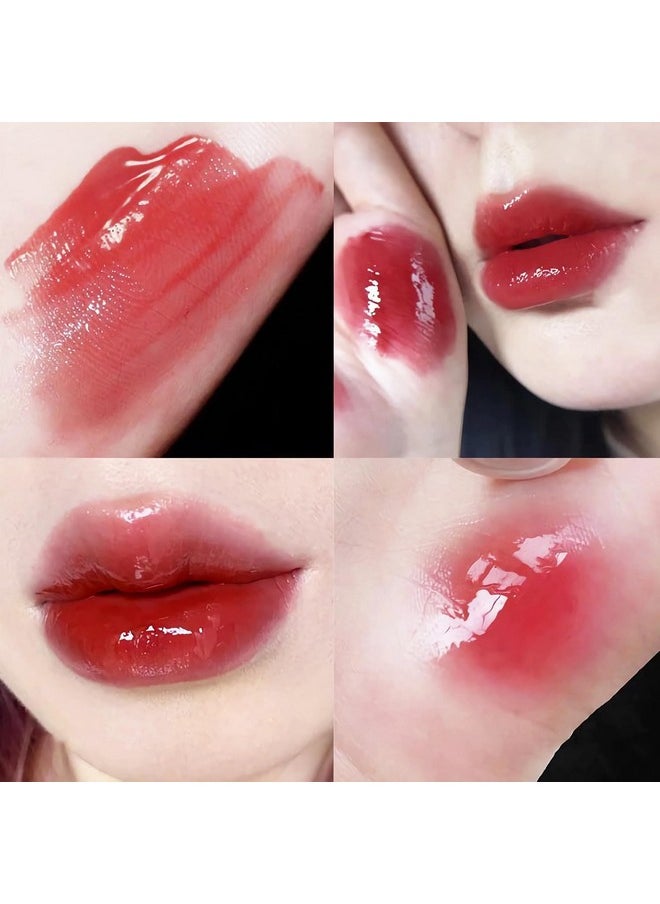 Bear Lip Gloss Keychain Mirror Lip Tint Stain Liquid Lipstick Multiuse Lip Glaze And Cheek Tint High Pigment Longlasting Nourishing Repairing (6 Cherry)