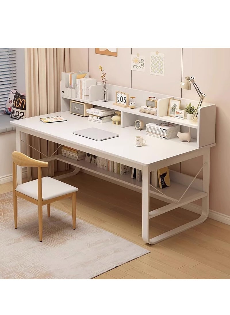 Simple Bookshelf Computer Desk Desktop Table Study Table Student Home Study Table Simple Office Desk Writing Table Workbench (White 120x50x103) - pzsku/Z07A7AEA8A61AE1A9D290Z/45/_/1727259563/cc07f2fc-3309-44f1-a8f0-fc5e1113fe40