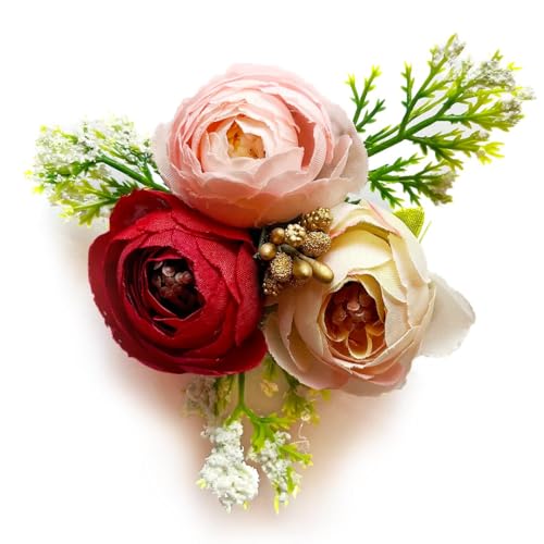 Adikala Craft Store Handmade Peony Flower Bunch for Trousseau Gift Packaging | Decorative Flower Brooch for Hampers, Gifting & DIY Crafts | Ready-to-Use Artificial Flowers Bunch (Maroon, 6PC) - Image 5