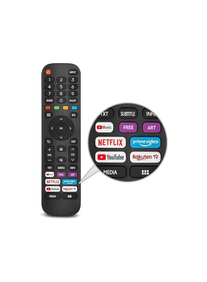 TIGER Universal Replacement for TV, New Upgraded Infrared Remote Control EN2G30H/EN2A30,with Netflix, Prime Video, YouTube, Rakuten TV Buttons - Image 2