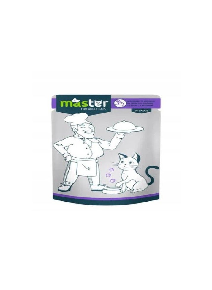 ماستر طعام ماستر الرطب مع الارانب في الجيلي للقطط البالغة 80 جرام