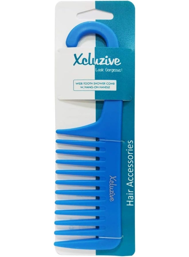 Xcluzive Wide-Tooth Shower Comb With Hang-On Handle, Assorted Color - Image 1