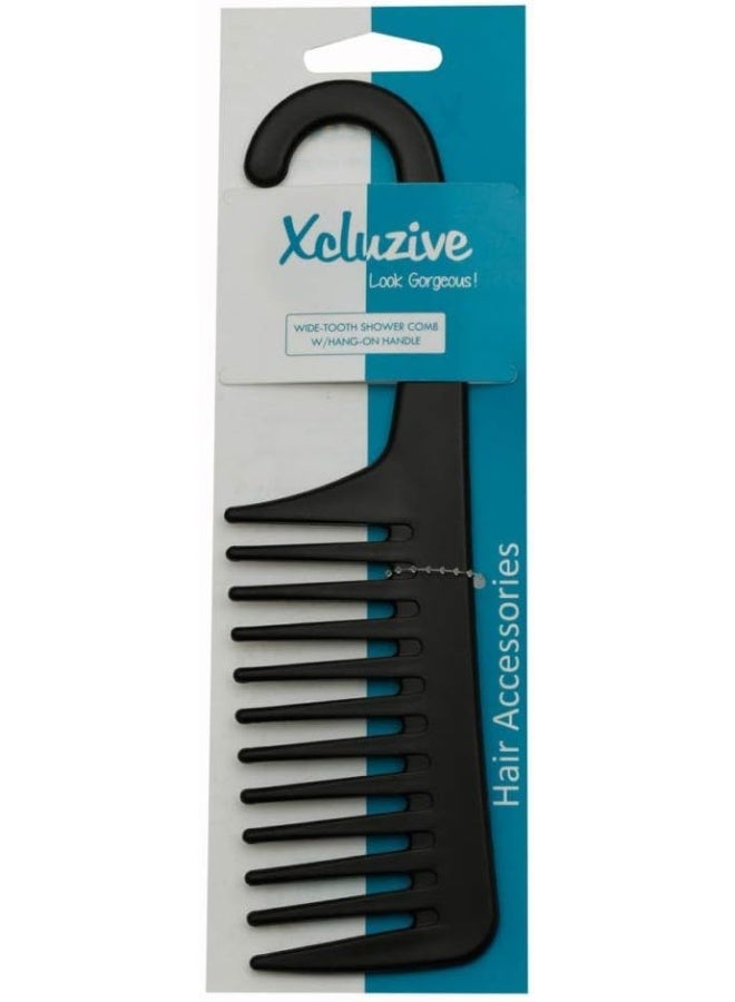Xcluzive Wide-Tooth Shower Comb With Hang-On Handle, Assorted Color - Image 3