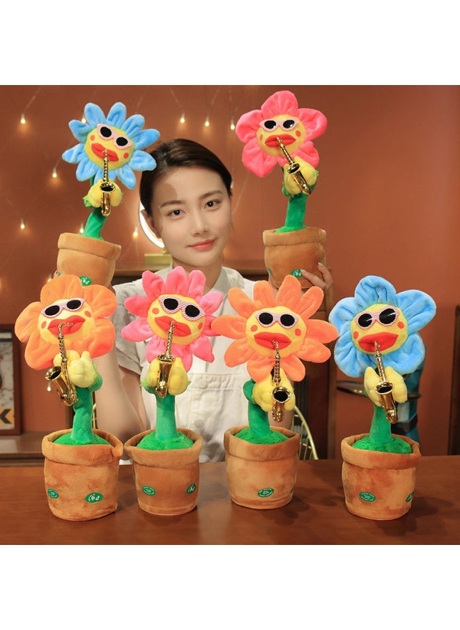 Enchanting Flower Sunflower Electric Toy Singing Sunflower Dancing Saxophone Plush Toy Wholesale-Color:Pink-Specifications:Bluetooth  - Image 2