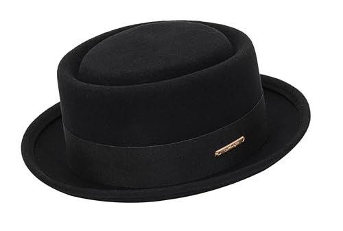 Eohak Pork Pie Hat for Men Women Short Brim Fedora Flat Hat Wool Felt Boater Panama Hats Size:S-M - Image 1