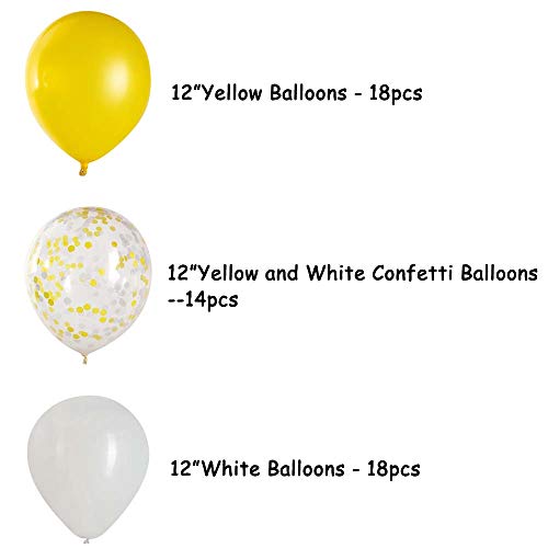 Aimto Yellow and White Balloons White and Yellow Confetti Balloons sunflower balloon,12 Inch–Pack of 50 - Image 2