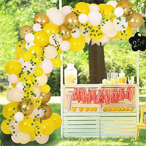 Aimto Yellow and White Balloons White and Yellow Confetti Balloons sunflower balloon,12 Inch–Pack of 50 - Image 3