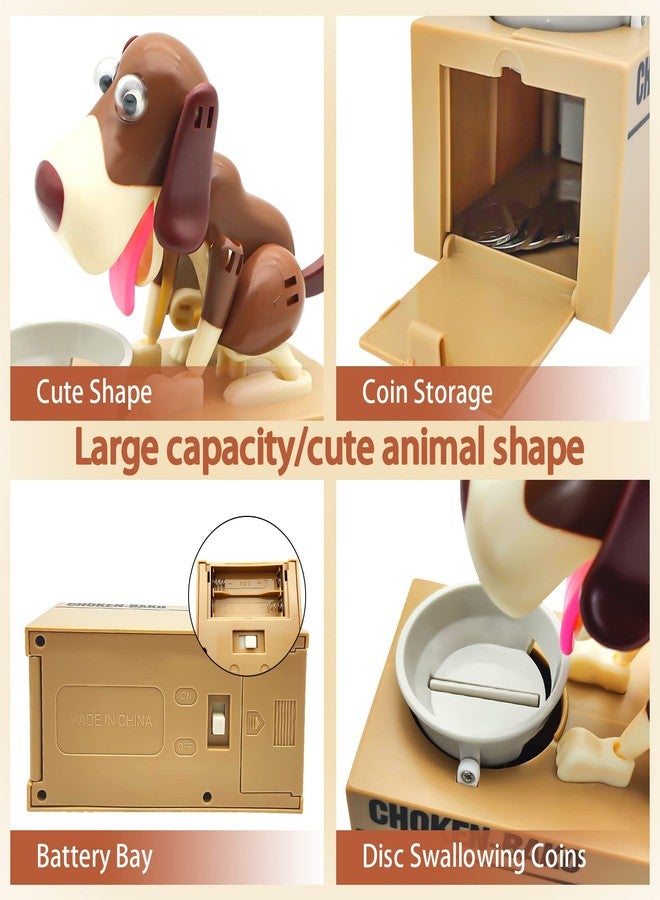 Wekity Hungry Dog Piggy Bank, Cute Dogs Steals Coins Like Magic Coin Munching Toy Money Box Birthday Gift for Kids - Image 3