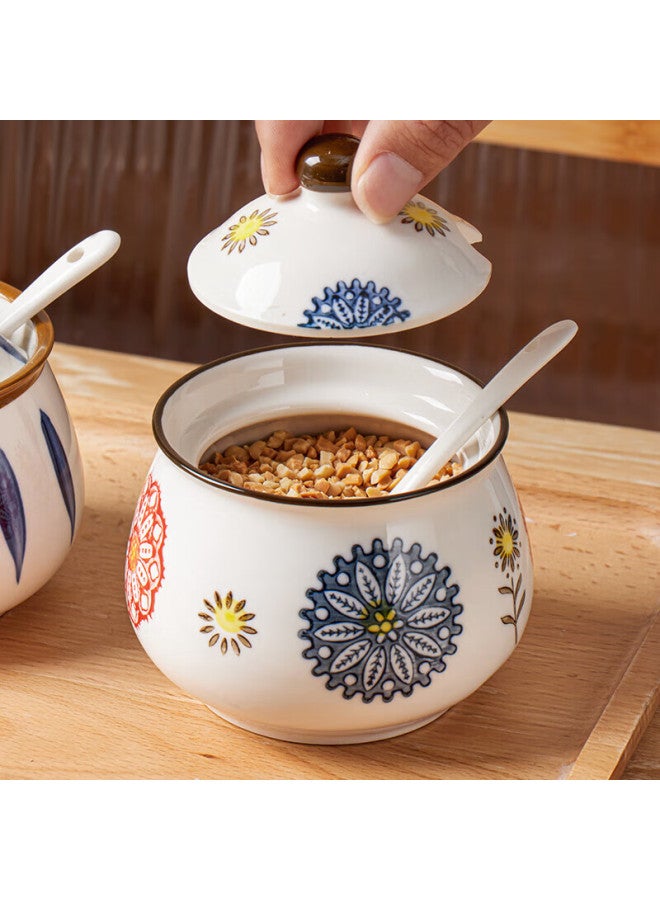 Bj Ceramic Lard Jar Kitchen Seasoning Container With Spoon Salt Jar Spice Container Chili Oil Jar Oil Storage Jar Heat-resistant - Image 3