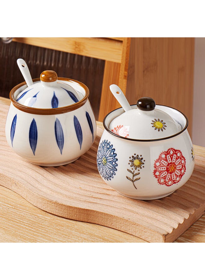 Bj Ceramic Lard Jar Kitchen Seasoning Container With Spoon Salt Jar Spice Container Chili Oil Jar Oil Storage Jar Heat-resistant - Image 2