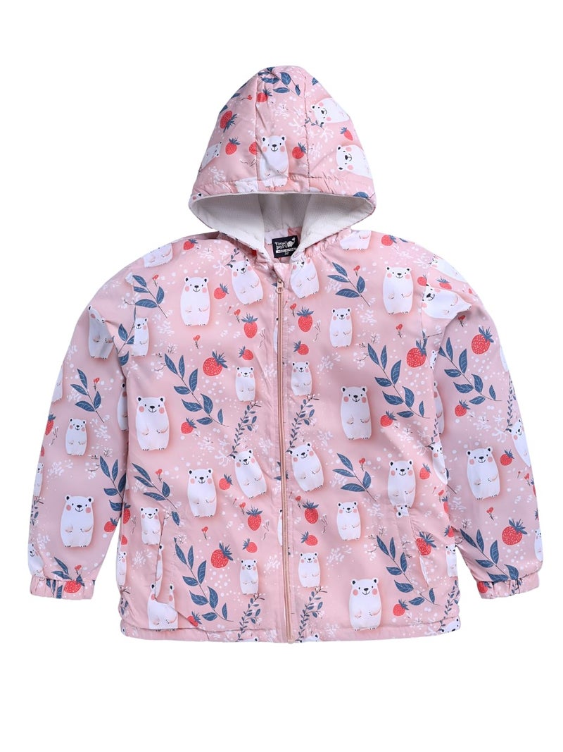 Toonyport Girls Printed Parka Jacket (Pink & Multicolours, Full Sleeve) (2 Years - 3 Years) - Image 1