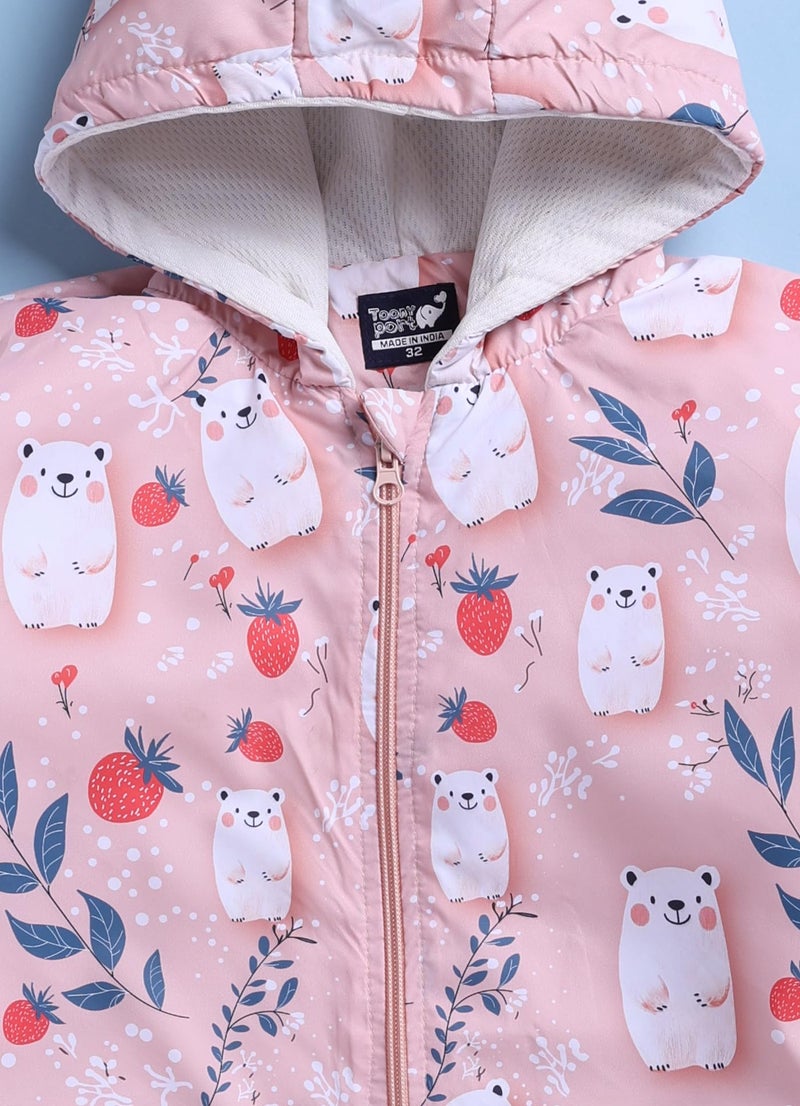 Toonyport Girls Printed Parka Jacket (Pink & Multicolours, Full Sleeve) (2 Years - 3 Years) - Image 4