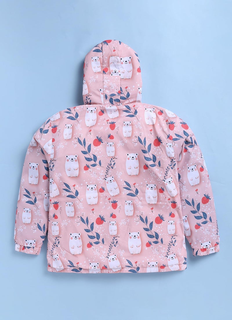 Toonyport Girls Printed Parka Jacket (Pink & Multicolours, Full Sleeve) (2 Years - 3 Years) - Image 2