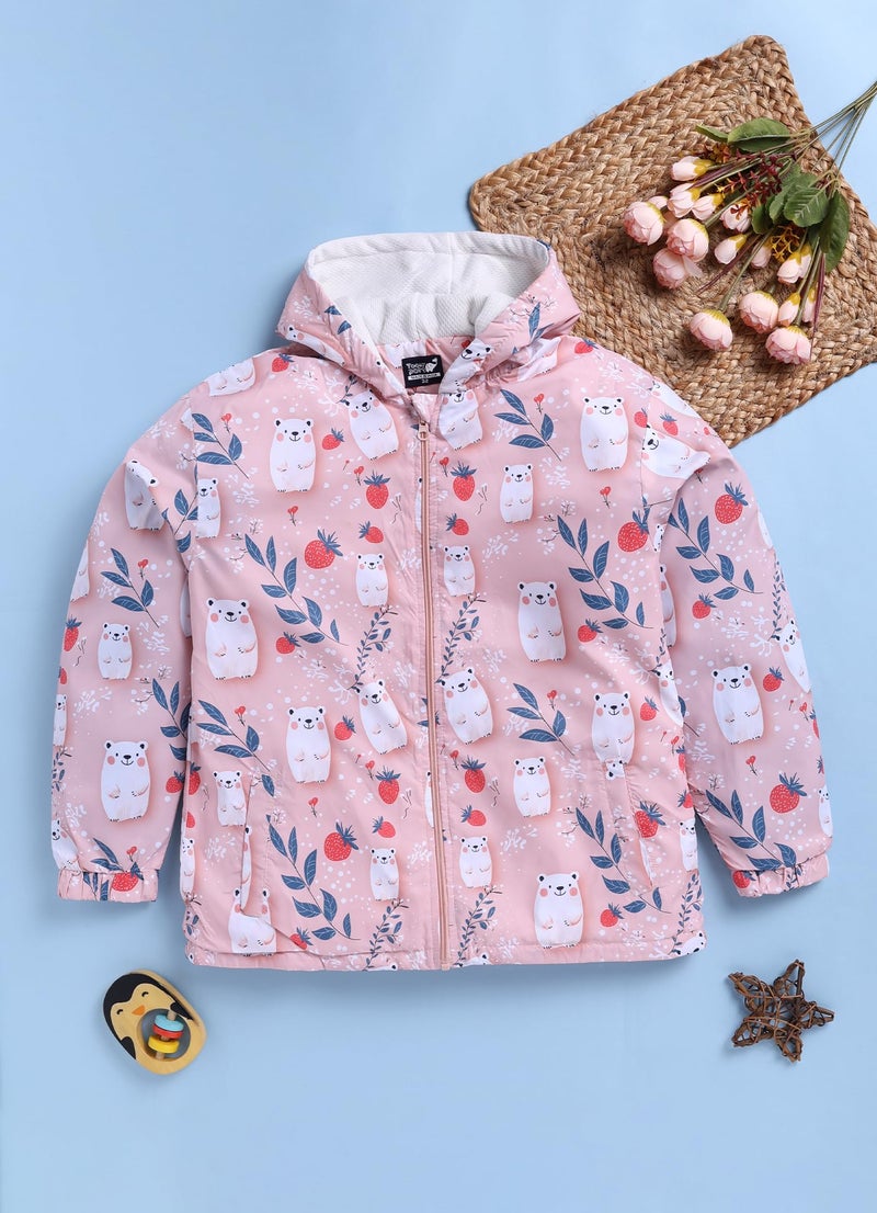 Toonyport Girls Printed Parka Jacket (Pink & Multicolours, Full Sleeve) (2 Years - 3 Years) - Image 5
