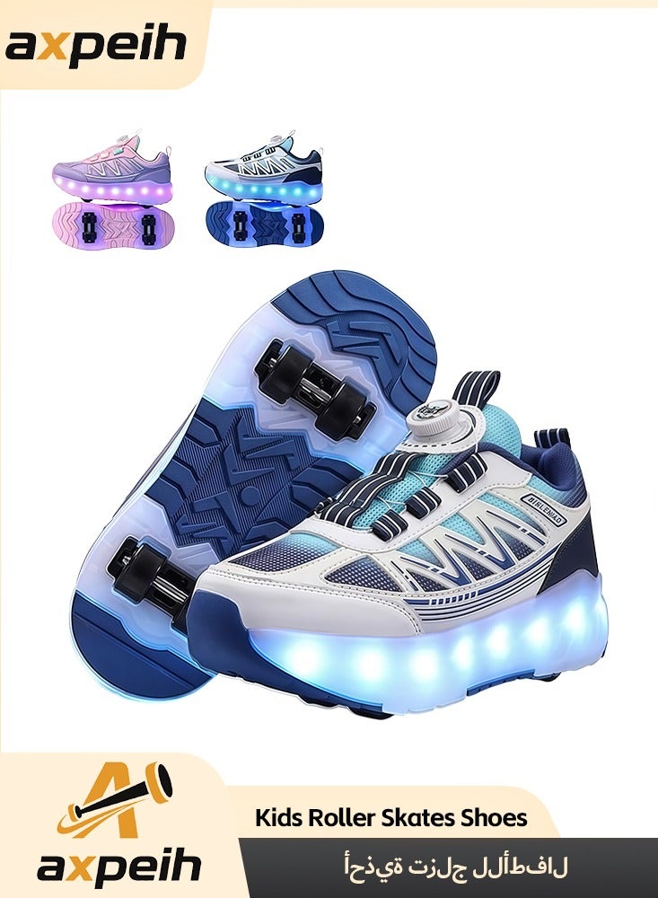 أكسبيه أحذية تزلج للأطفال بأربع عجلات مزودة بأضواء LED قابلة للشحن، أحذية متعددة الاستخدام للبنين والبنات، هدية مثالية للأعياد وأعياد الميلاد - Image 1