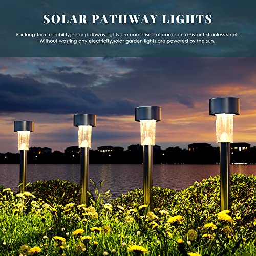 SOLPEX 16 Pack Solar Outdoor Lights Pathway, Stainless Steel Solar Lights Outdoor Waterproof,LED Landscape Lighting Solar Walkway Lights for Landscape/Patio/Lawn/Yard/Driveway-Warm White - Image 2