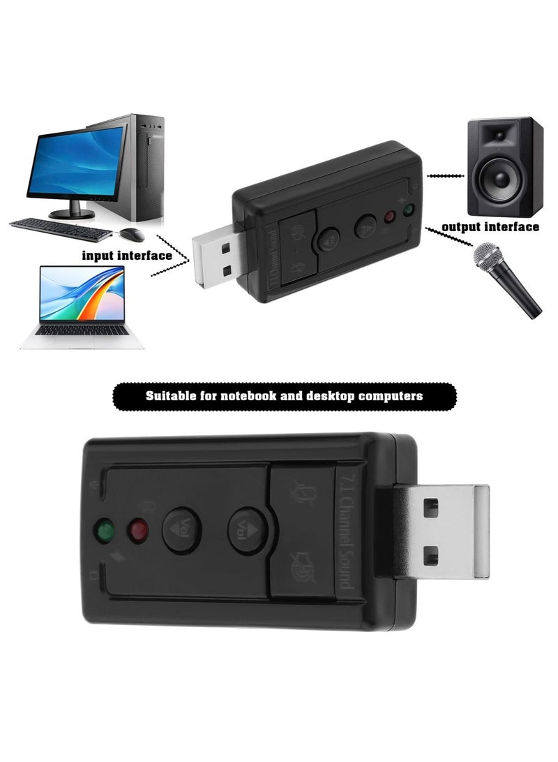 LEDIN USB 2.0 Virtual 7.1 Channel Stereo Audio Adapter External Sound Card with 3.5 mm Audio and Microphone Port Suitable for Desktop Laptops with USB Port(2 Piece)  - Image 3