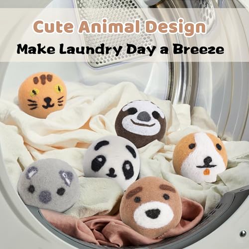 ALLINCOZY Wool Dryer Balls Laundry Reusable, Natural Eco-Friendly Fabric Softener Reduce Clothing Wrinkles, New Zealand Wool Laundry Balls for Dryer (Pack of 6, Animal) - Image 2