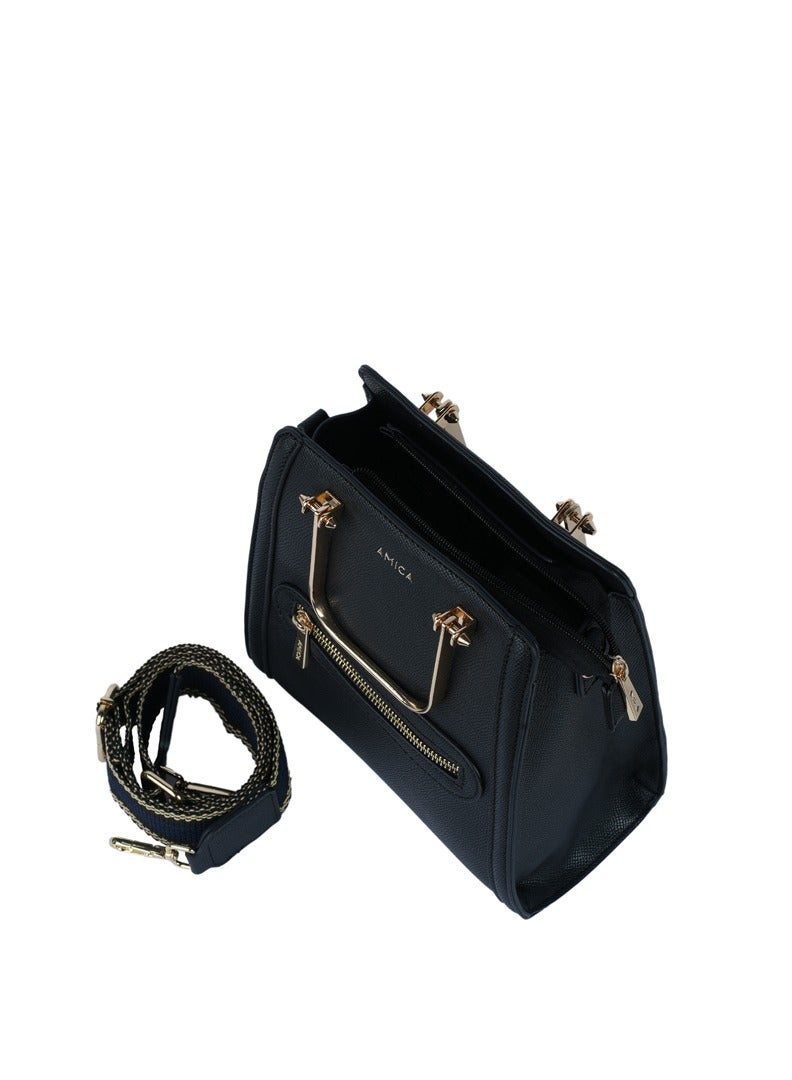 AMICA Aurelia Women's Shoulder Crossbody Handbag with Embellished Handles - Image 4
