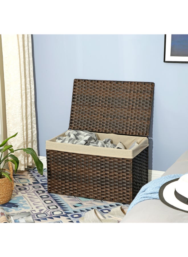 SONGMICS سلة تخزين SONGMICS مع غطاء، سلة تخزين سعة 42.3 جالون (160 لتر)، سلة تخزين بطانيات منسوجة مع مقابض، قابلة للطي، بطانة قابلة للإزالة، إطار معدني، لغرفة النوم، غرفة الغسيل، بني - Image 5