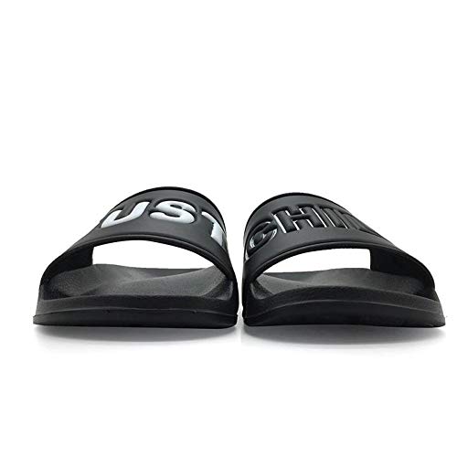 FUNKYMONKEY Men's Casual Sandal Slippers Outdoor Indoor Slide for Men (9 M US, Black/Just Chill) - Image 3