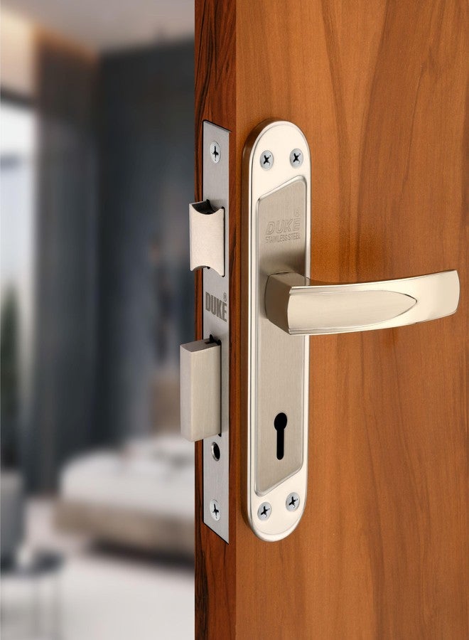 DUKElocks Duke Mortice Door Lock Set 1001 SS KY for Main Door, Kitchen, Bedroom, Office, Hotel Brass Lock Body with 3 Keys Stainless Steel Colour 190 MM (8 INCH) - Image 1