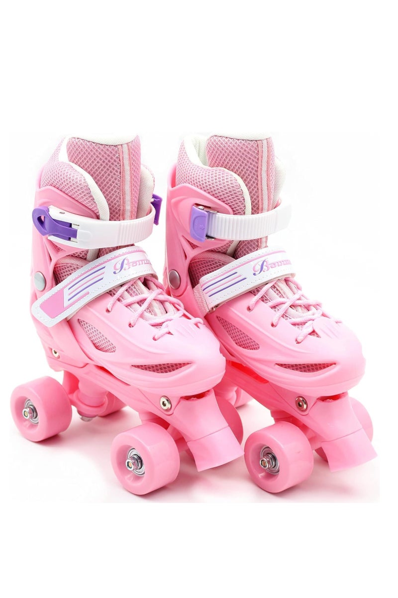 Adjustable 4-Wheel Roller Skates for Kids Double Row, Indoor/Outdoor Boys & Girls, Includes Full Protective Gear Set(Helmet, Knee, Elbow & Wrist) 4 Sizes & 3 Colors can choose - Image 2