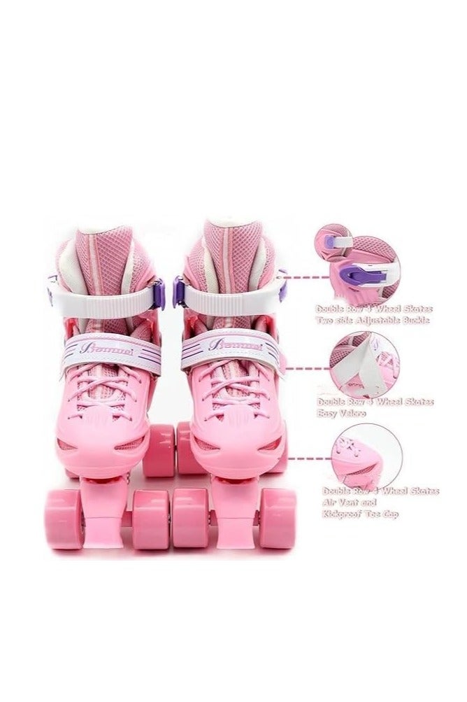 Adjustable 4-Wheel Roller Skates for Kids Double Row, Indoor/Outdoor Boys & Girls, Includes Full Protective Gear Set(Helmet, Knee, Elbow & Wrist) 4 Sizes & 3 Colors can choose - Image 4