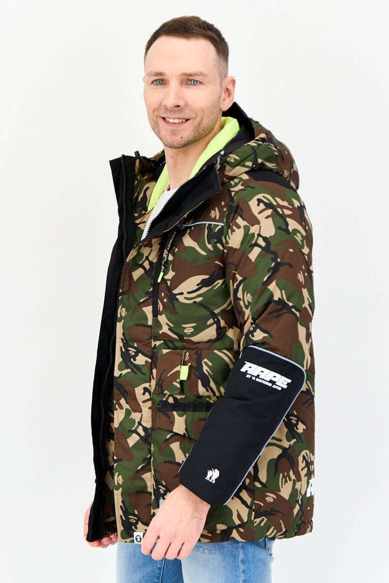 Aape By A Bathing Ape Men Camouflage Hooded Puffer Jacket, Multicolor - Image 2
