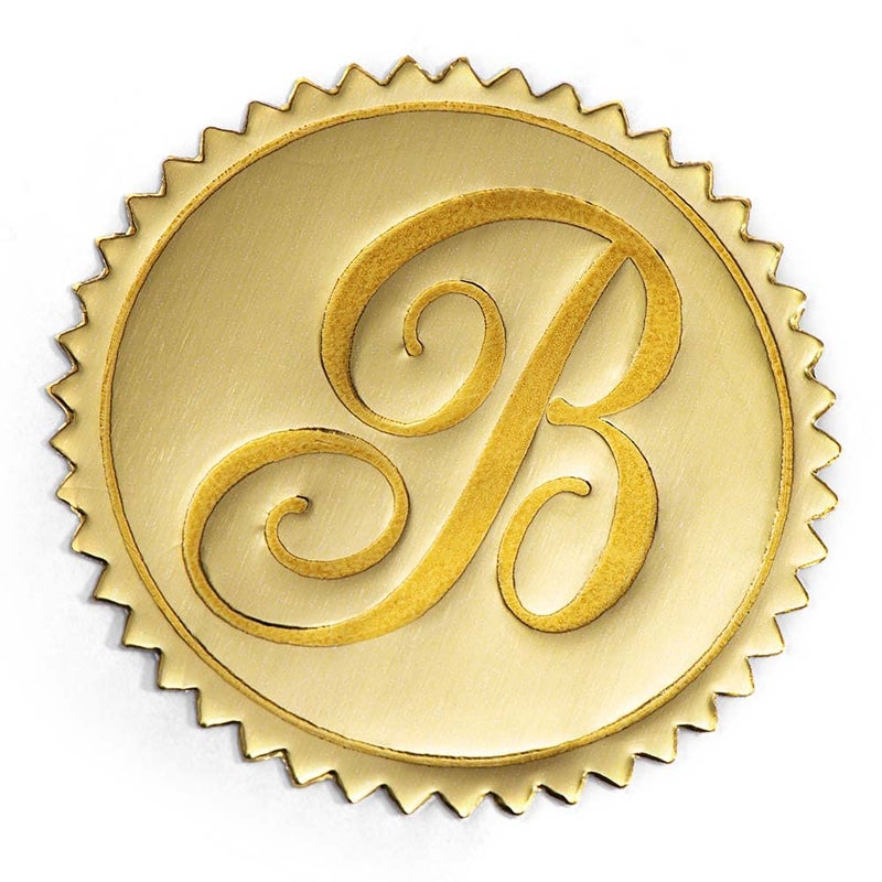 PaperDirect Deluxe Embossed Letter B Monogram Foil Certificate Seals 2 Inch Self Adhesive 100 Count Embossed Seals for Certificates Achievement Awards Stationery