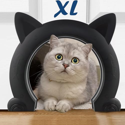 Wordcam Large Cat Door Interior Door, XL Indoor Cat Door, Pet Doors for Cats, Kitties and Small Dogs (Black) - Image 1