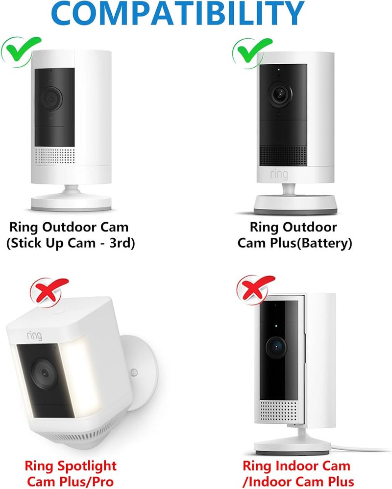 ALERTCAM 2Pack Adjustable Security Wall Mount Bracket for Ring Stick Up Cam & Ring Indoor Cam, Perfect View Angle, Black - Image 2